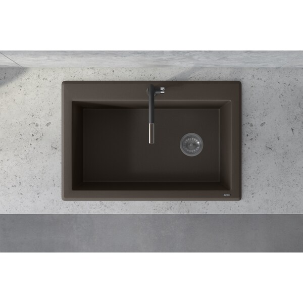 33x22 Dual-Mnt Granite Composite Sgl Bowl Kitchen Sink,Espresso Brwn